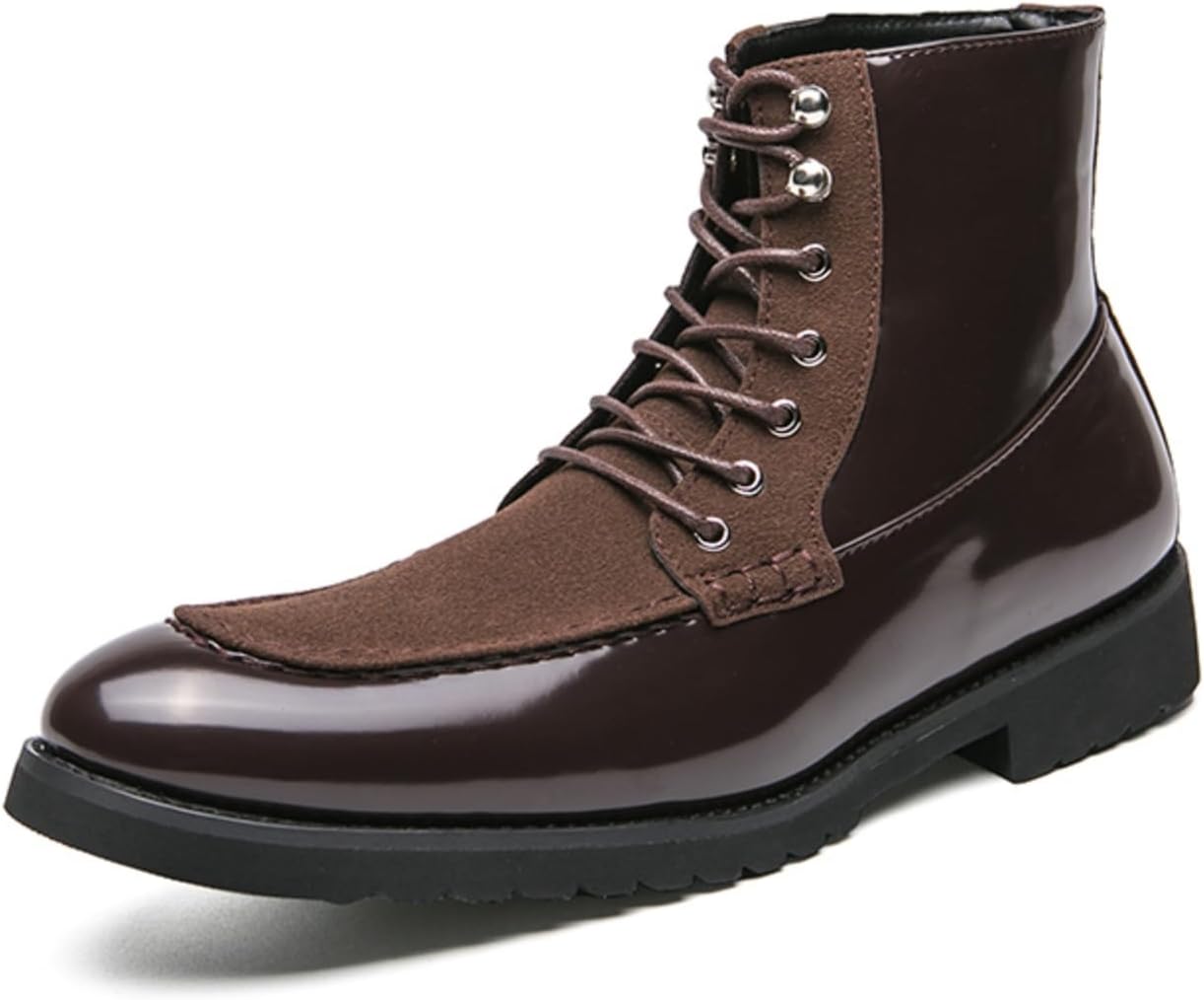 

Мужские кожаные ботинки LSHWCIFT на шнуровке с резиновой подошвой, комбинация гладкой кожи и замши, для повседневной, деловой и уличной носки, коричневый