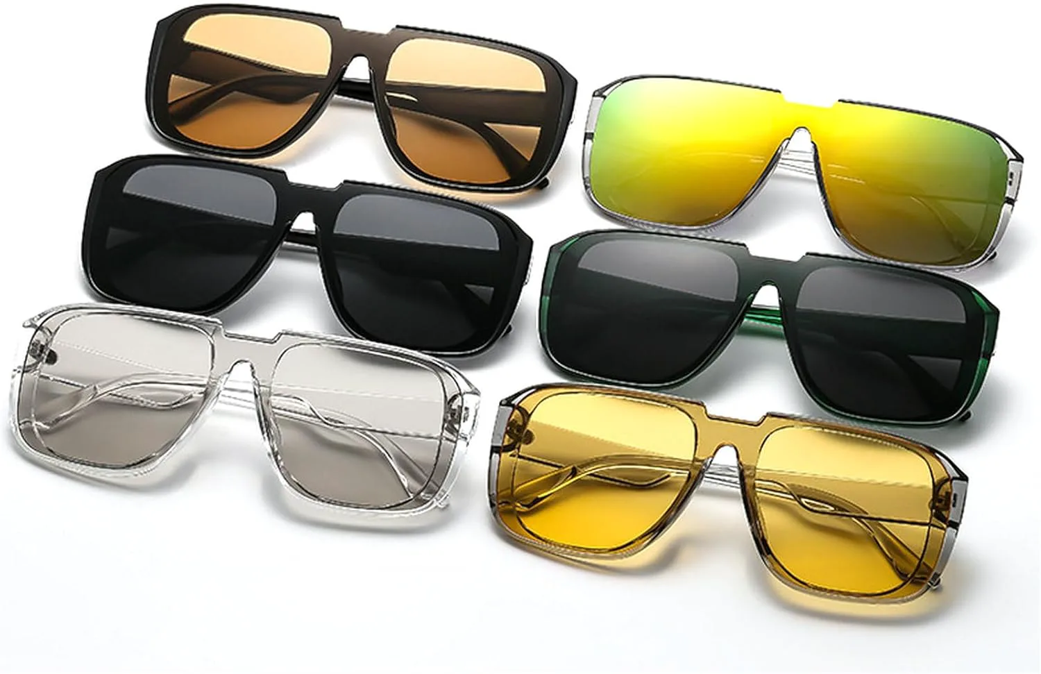 

Модные солнцезащитные очки-пилот для женщин и мужчин, винтажные квадратные солнцезащитные очки-пилот, стильные очки в стиле 70-х с плоской верхней частью mincl, Black