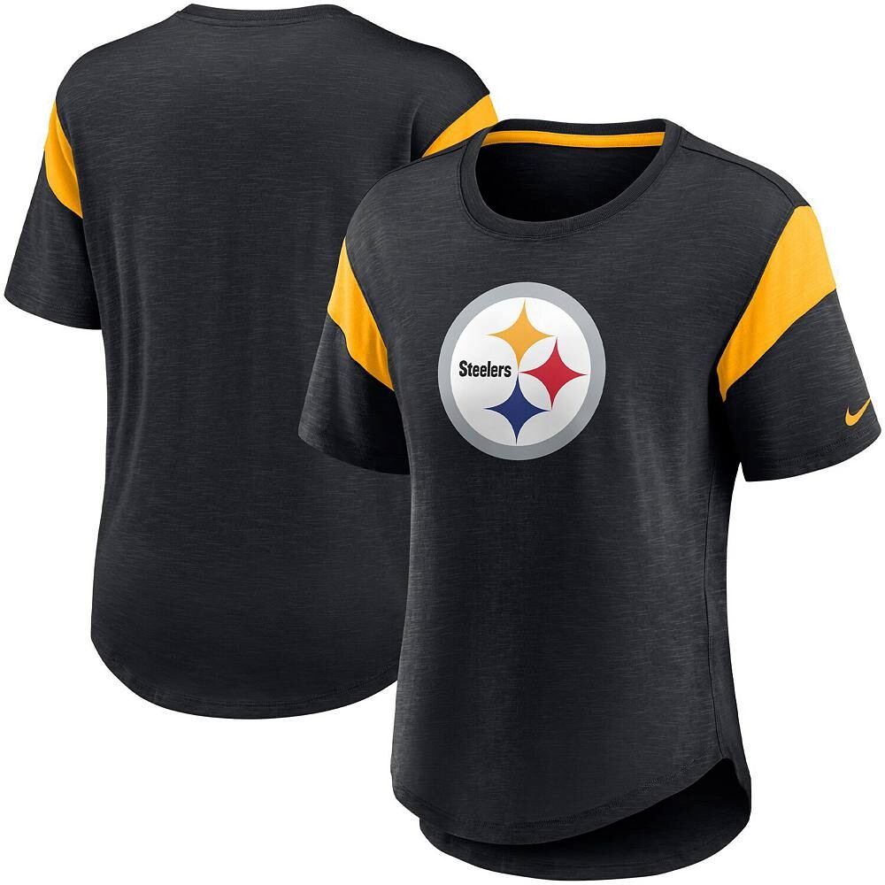 

Женская модная футболка с логотипом Nike Heather Black Pittsburgh Steelers Primary, цвет Stl Charco