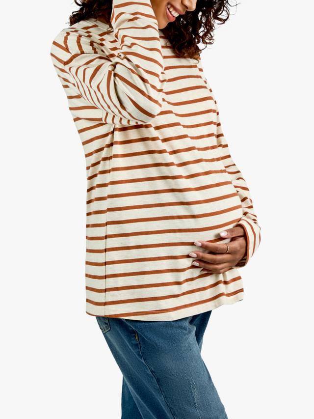 

Хлопковая полосатая футболка для беременных с длинным рукавом и круглым вырезом JoJo Maman Bébé