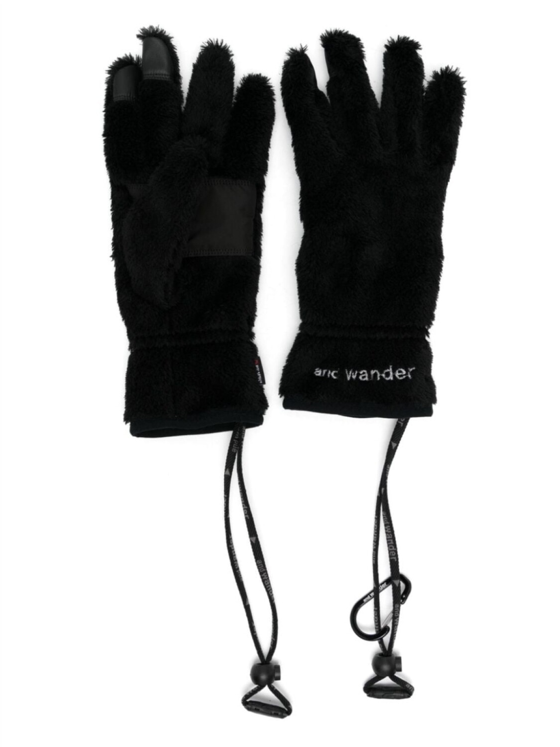 

and Wander logo-embroidered fleece gloves, черный