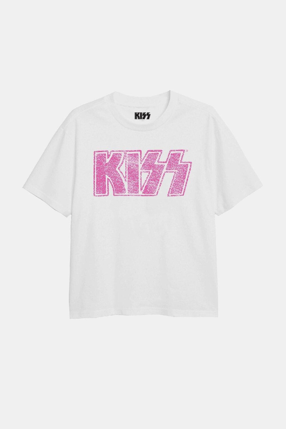 

Розовая футболка с логотипом Kiss для девочек KISS, белый, Розовый, Розовая футболка с логотипом Kiss для девочек KISS, белый