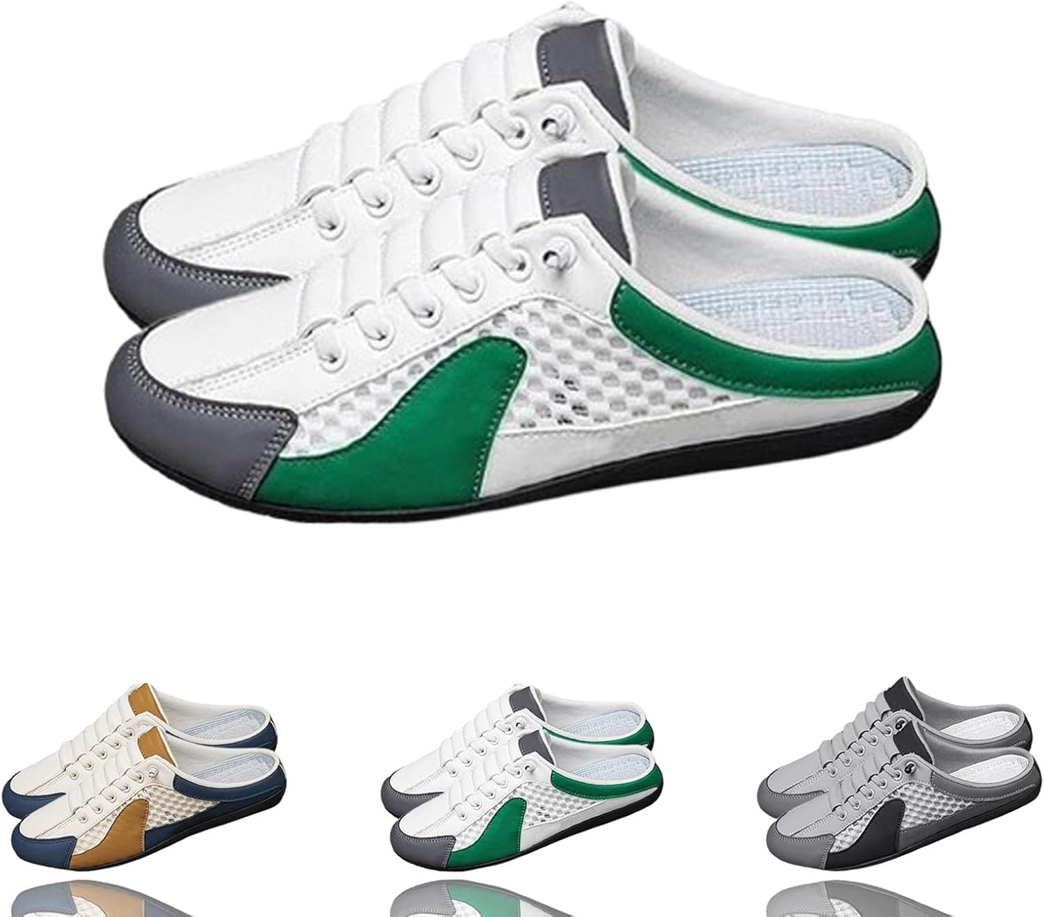 

Мужские тапочки 2025 года, повседневные спортивные туфли, низкие кроссовки с закрытым носком, полупрозрачные кроссовки для мужчин, модная обувь без шнурков для весны и лета Sqyzrz, зеленый