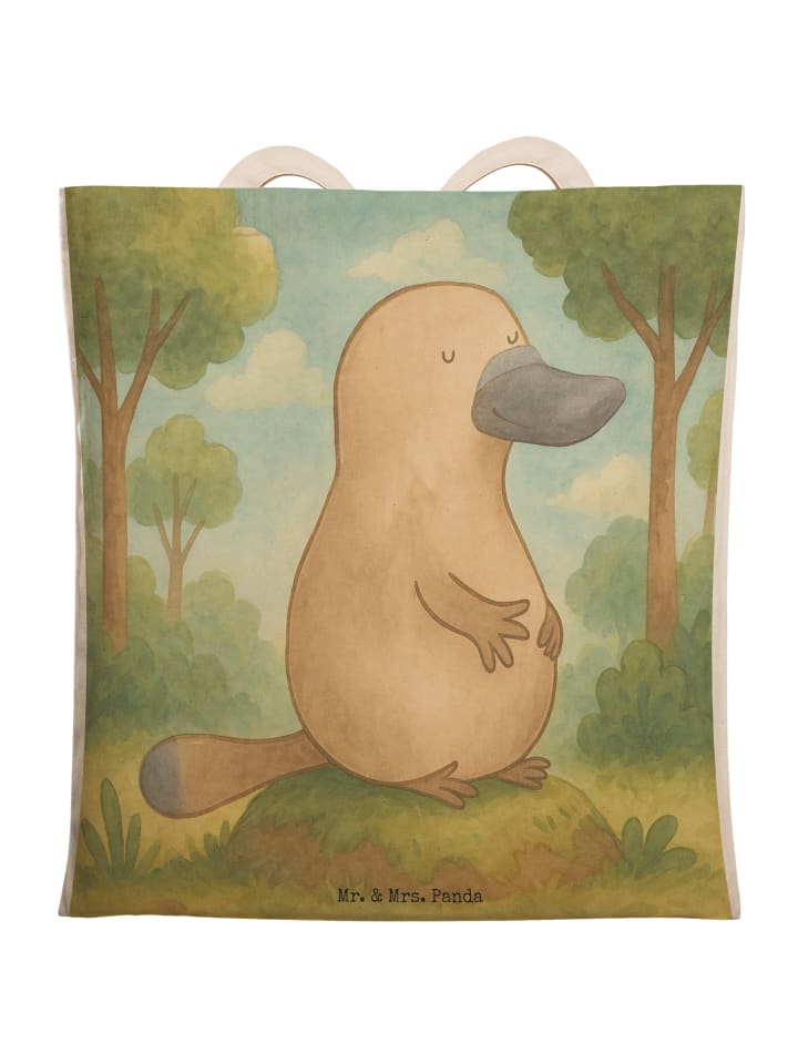 

Mr. & Mrs. Panda Сумка-шоппер с изображением утконоса и надписью "Courage" (без слогана), белого цвета