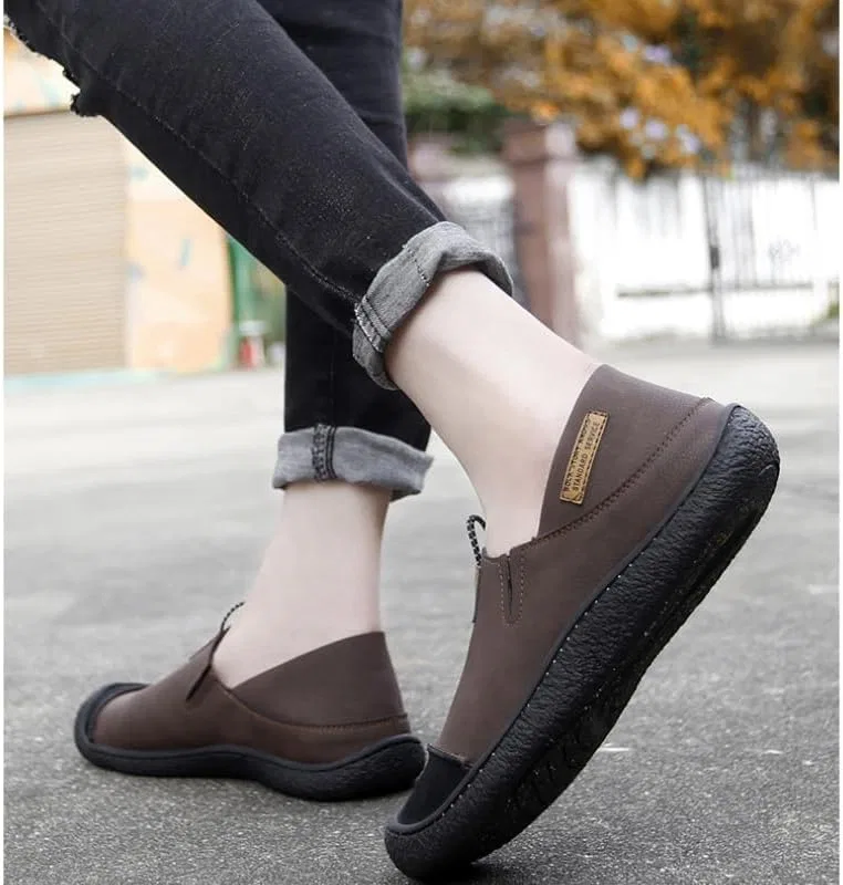 Мужские лоферы повседневные, без бренда, модель Casual Loafers, темно-коричневый HoaloX — фото 2
