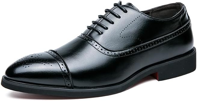 

Мужские кожаные оксфорды Santimon с закрытым носком, броги, однотонные, формальные, для офиса и повседневной деловой носки, черный