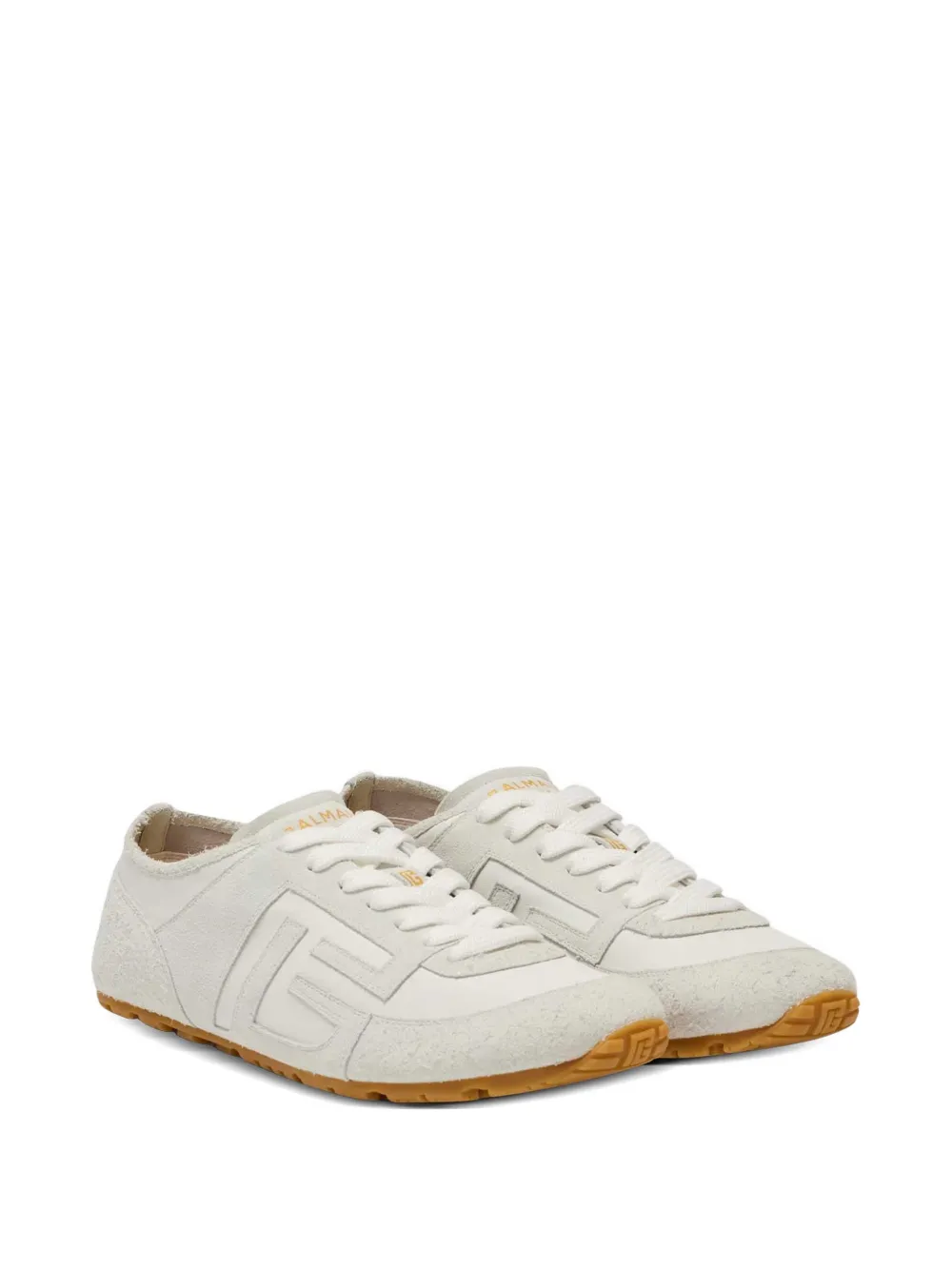 Кроссовки Racer 45 из овчины и замши Balmain, белый — фото 2