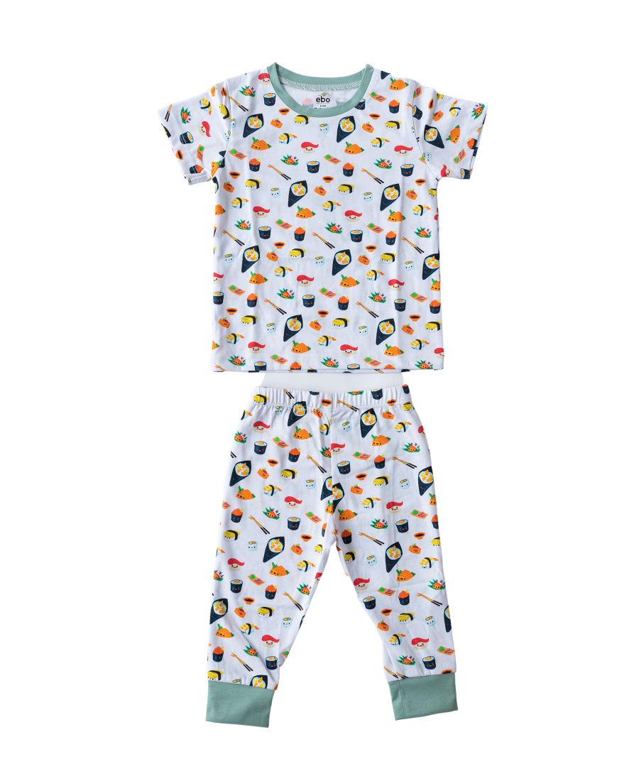 

Детская пижама с короткими рукавами и принтом для мальчиков или девочек, комплект из 2 предметов Earth Baby Outfitters, White