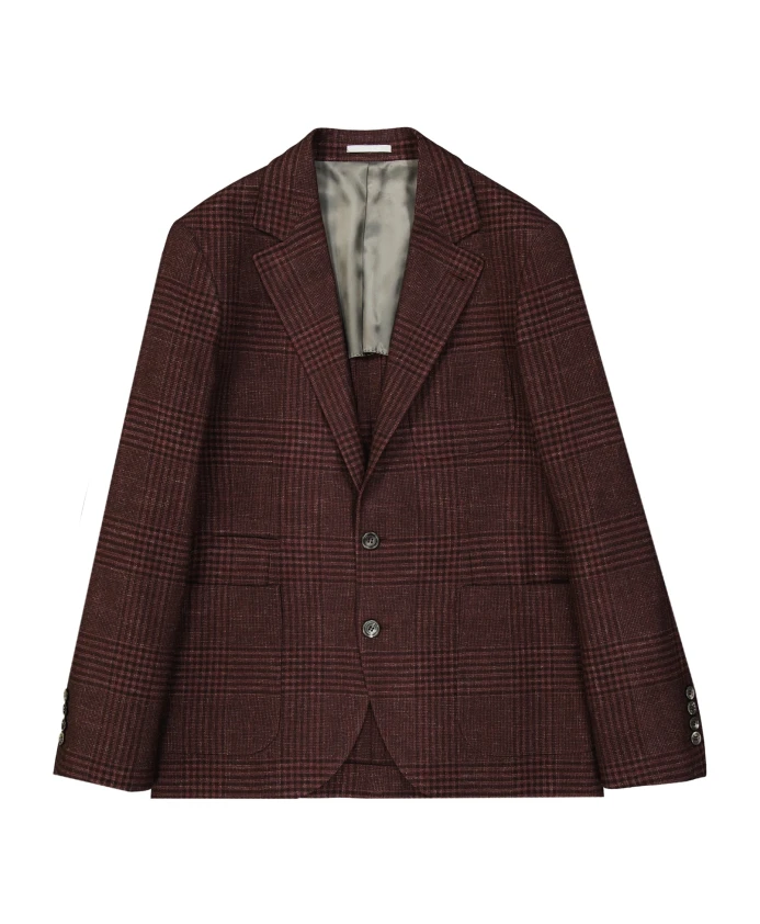 

Шерстяная куртка в клетку тартан Brunello Cucinelli, красный