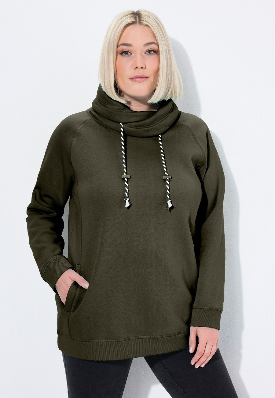 

Толстовка Ulla Popken MIT STEHKRAGEN RAGLANFORM LANGE ÄRMEL , Olive Gray/Olive