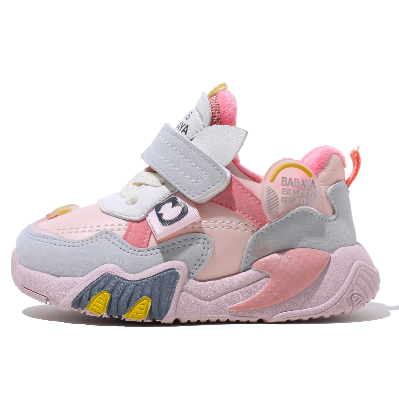

Антискользящие и износостойкие утепленные низкие детские скейтерские кроссовки для детей 3-7 лет Babaya, розовый