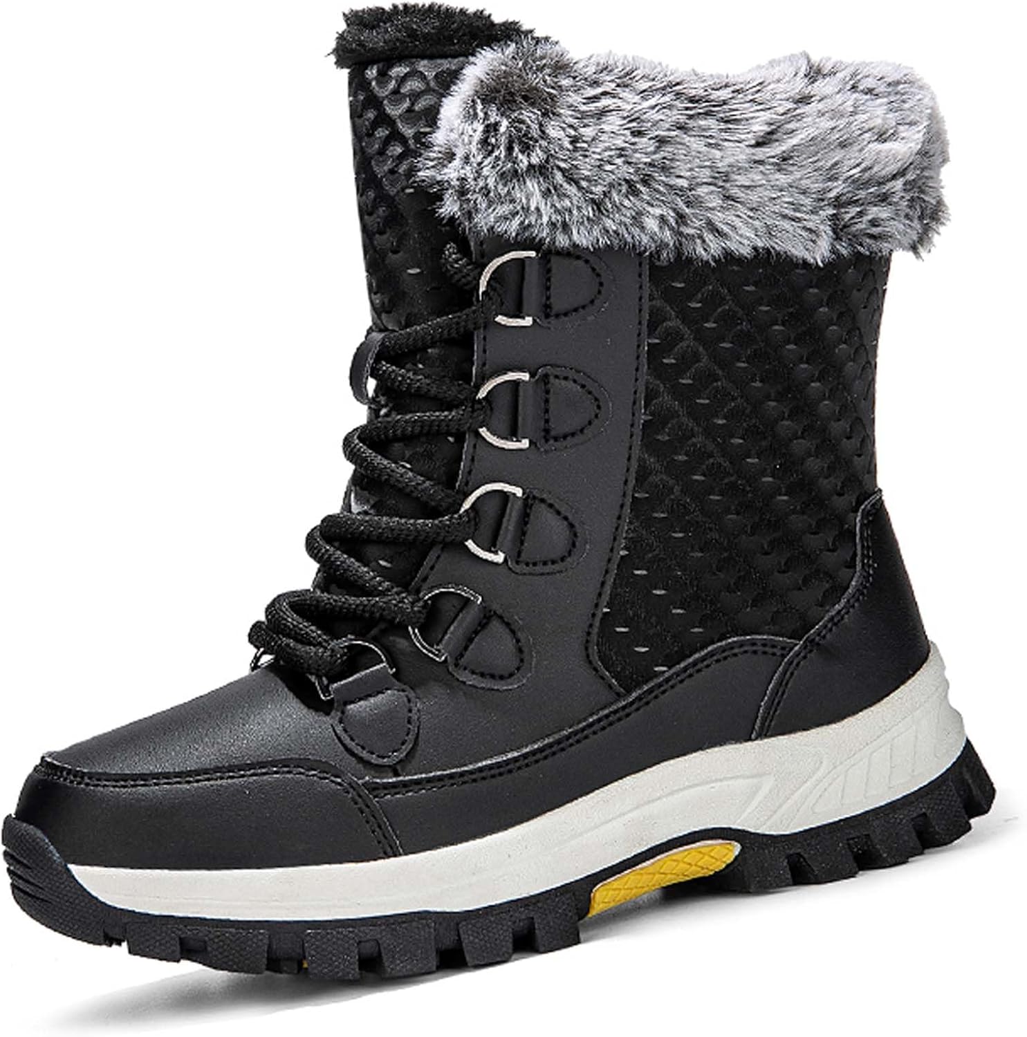 

Мужские и женские зимние теплые снежные ботинки с противоскользящей подошвой для походов, высокие зимние спортивные ботинки на снег, водонепроницаемые ботинки для работы и отдыха, хлопковые прогулочные ботинки Generic, черный