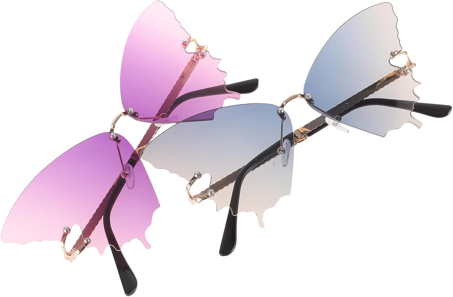 

Набор из 2 женских солнцезащитных очков Yardwe Butterfly, большая оправа, градиентные линзы для фестивалей, золотистая оправа, фиолетово-синие линзы, модные очки для пляжа и летних мероприятий, Assorted Color