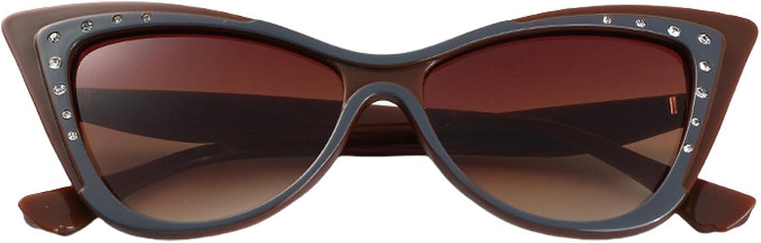 

Винтажные солнцезащитные очки «кошачий глаз» со стразами, модные градиентные оттенки, стильный дизайн, идеально подходят для отдыха на природе, путешествий и вечеринок mincl, Brown