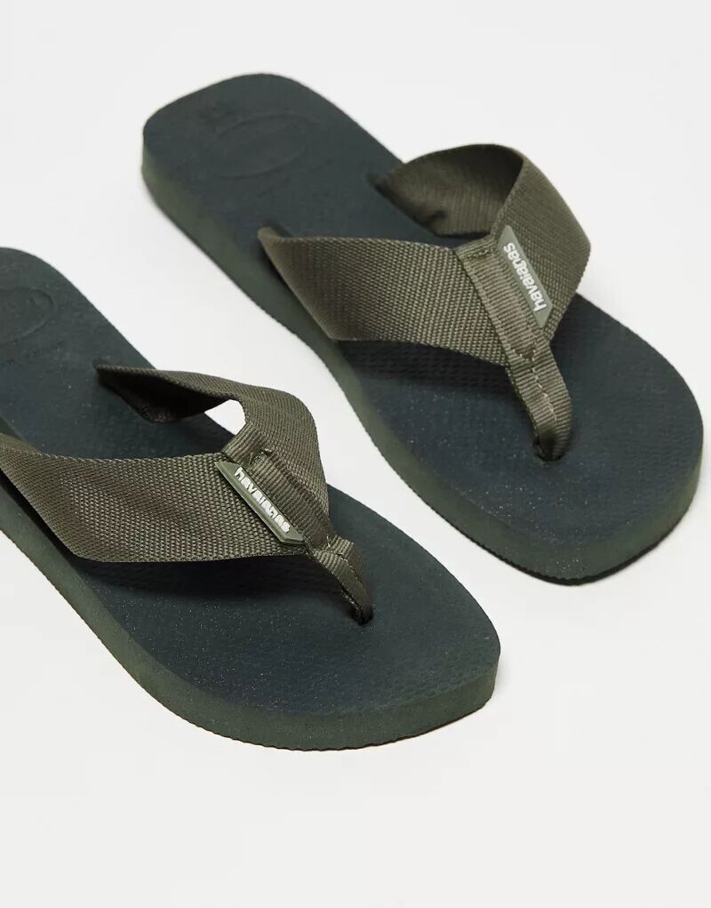 

Оливково-зеленые сандалии с ремешками Havaianas Basic Urban Material