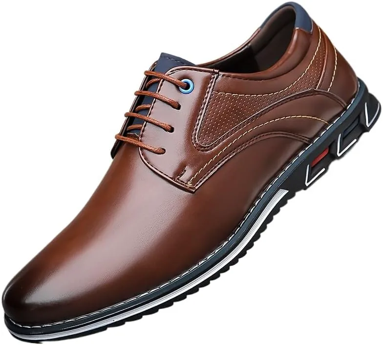 

Мужские повседневные туфли больших размеров из искусственной кожи - износостойкие, нескользящие туфли на шнуровке для работы и повседневной носки Hhhchpm, темно-коричневый