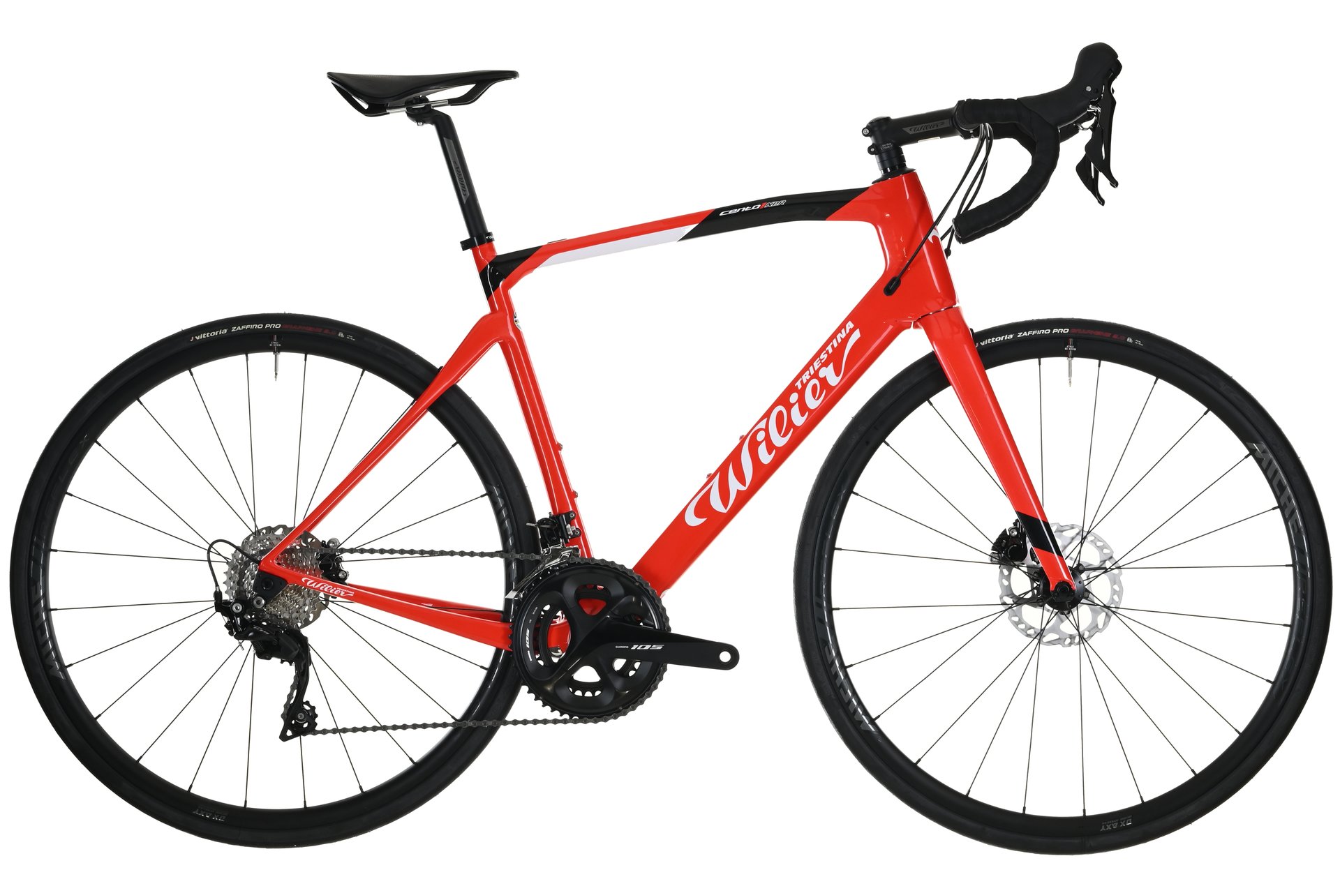 

Шоссейный велосипед Wilier Cento1 ndr disc - 105 - miche reflex - 28 дюймов - diamant, rot | red / black glossy