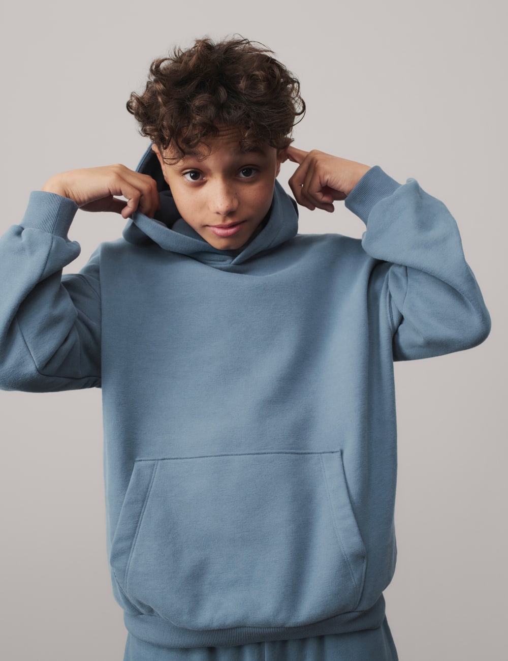 

Толстовка с капюшоном из хлопка Marks & Spencer, цвет Steel blue
