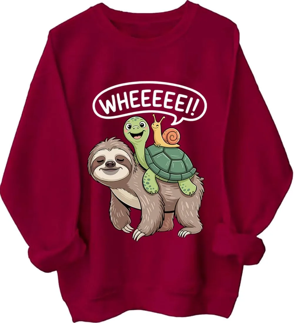 

Свитшот Funny Wheeeee с изображением ленивца, черепахи и улитки Czbic