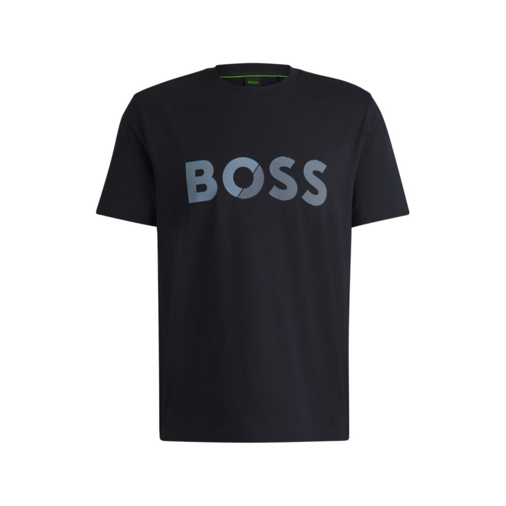 

Футболка из хлопкового джерси с большим логотипом BOSS, темно-синий