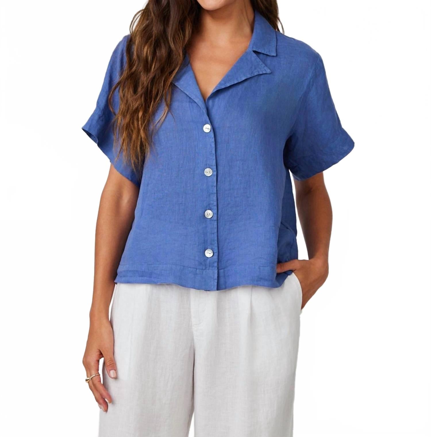 

Рубашка струящегося цвета с короткими рукавами Bella Dahl, синий