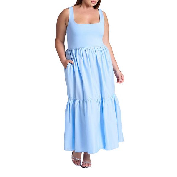 

Женское платье-майка из смесовой ткани plus size Eloquii, Light Blue