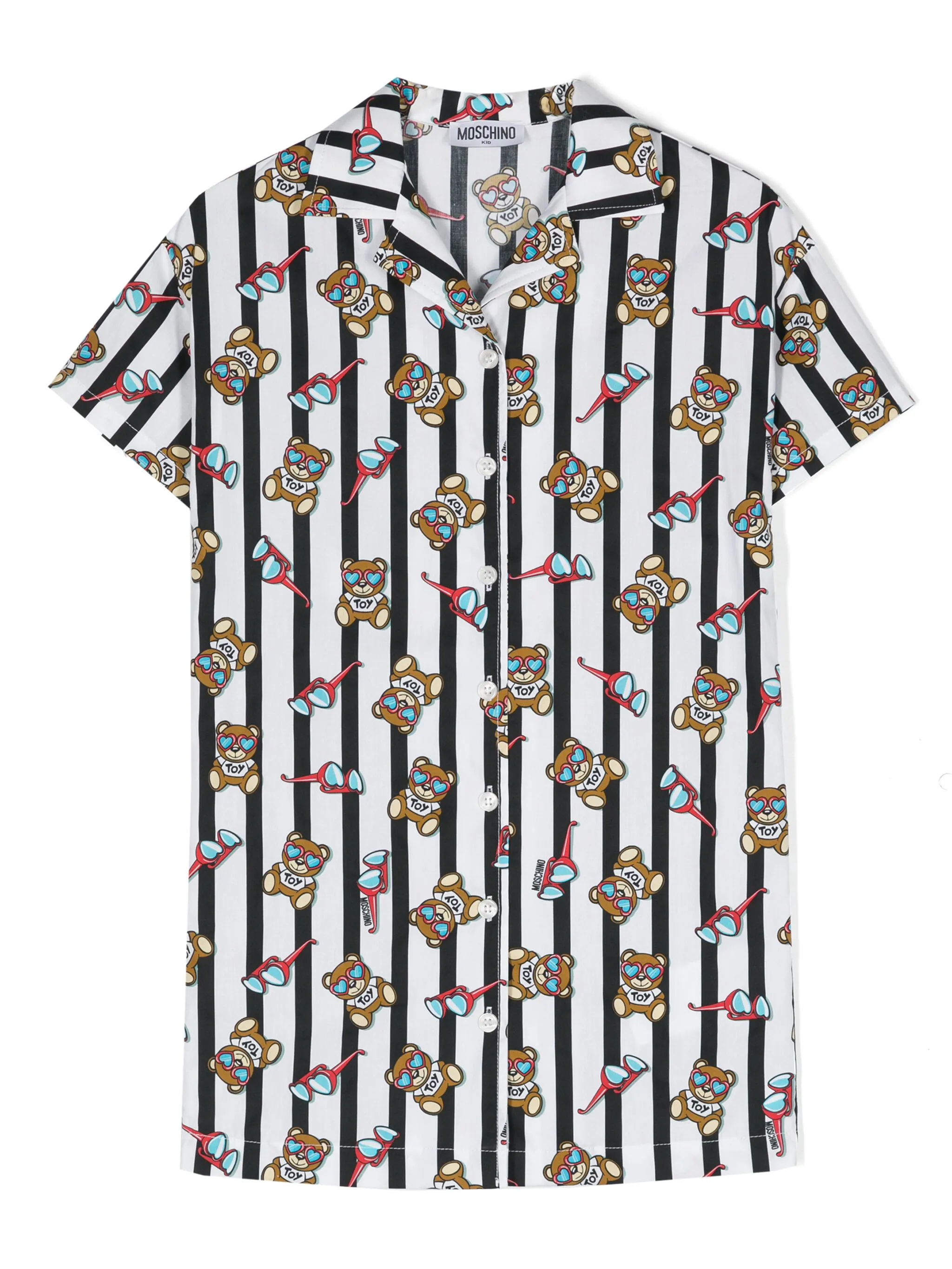 

Полосатое платье с принтом Teddy Bear Moschino Kids, белый