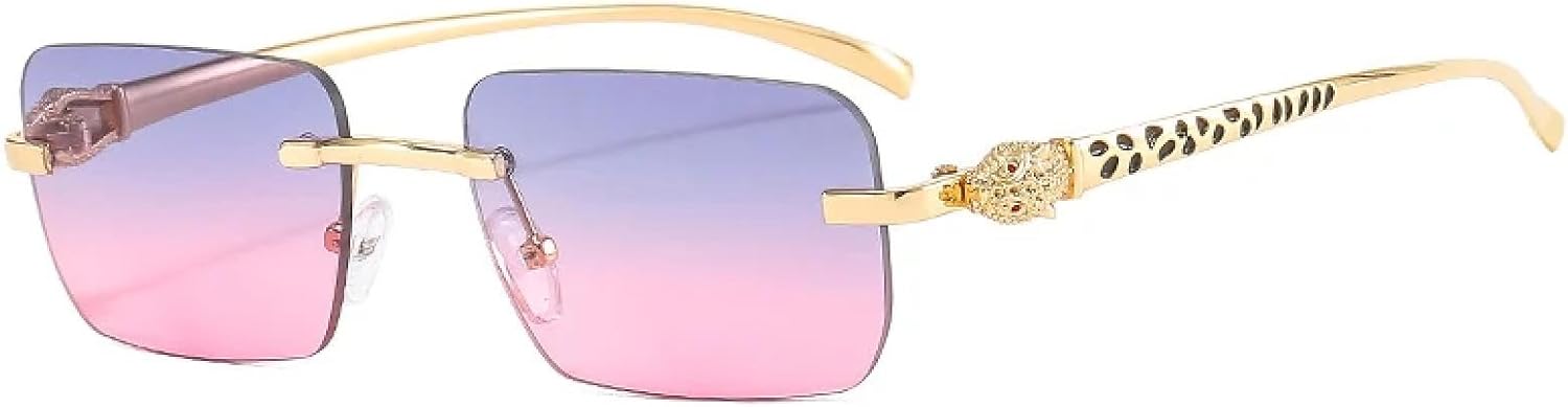 

Солнцезащитные очки с защитой от УФ-излучения UV400 для женщин и мужчин | Без оправы, прозрачные линзы с градиентом Ocean | для занятий спортом на открытом воздухе DSVIGF, Golden Gray Pink