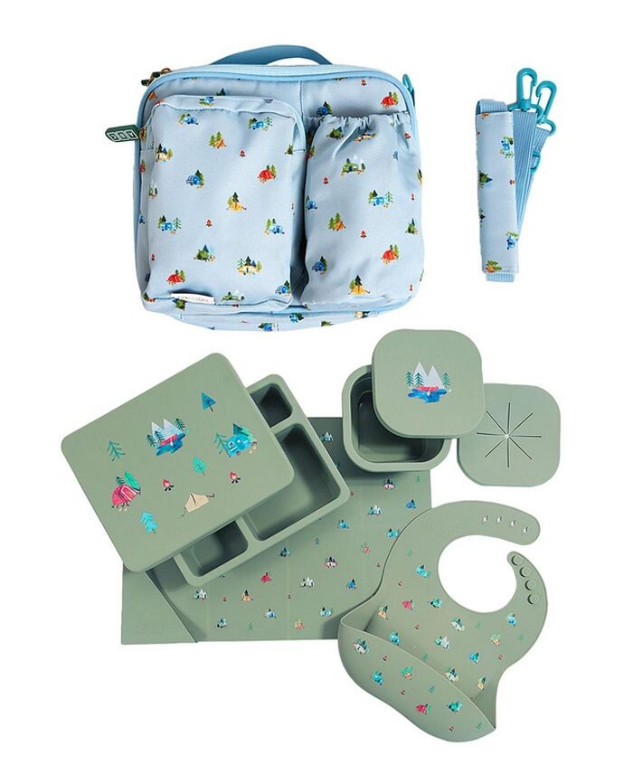 

Силиконовый набор для еды и сумка для обеда Austin Baby Co, зеленый