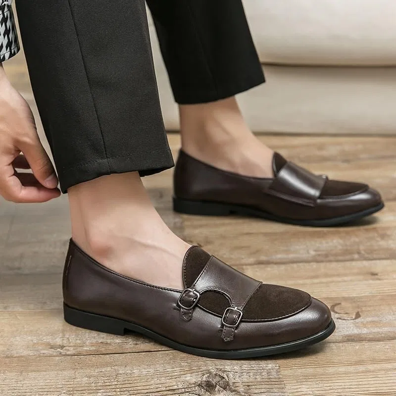 Лоферы кожаные замшевые Mens British Suede Leather Loafers, коричневый UOPYNE — фото 2