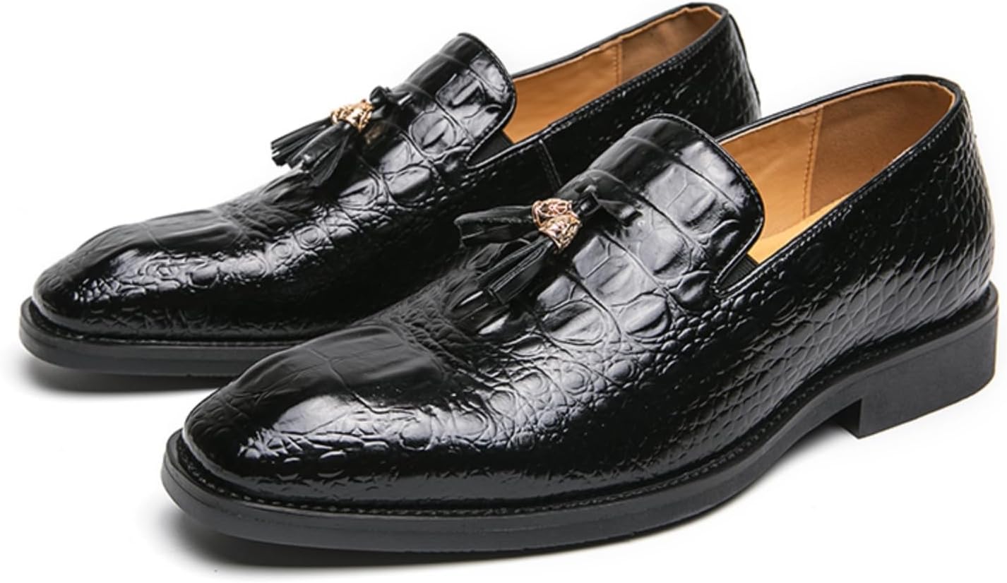 

Мужские оксфорды с кисточками, верх из кожи высокого класса, без шнурков, подошва из противоскользящей резины, идеально подходят для свадьбы, вечера и работы Aokisx, черный