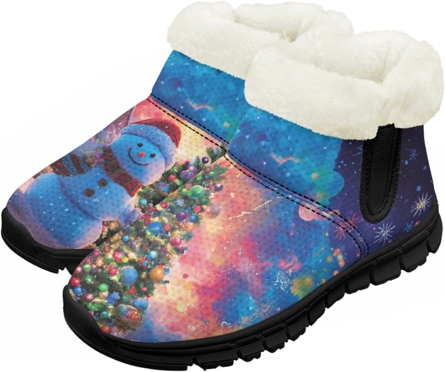 

Большие и маленькие детские зимние сапоги с меховой подкладкой для девочек, пушистые сапоги, нескользящие уютные зимние ботинки для улицы Pointodoor, Snowman Tree Xmas