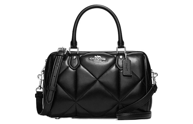 

Coach Женская сумка-бостон Rowan из овечьей кожи с отделкой из коровьей кожи, стандартного размера, черная