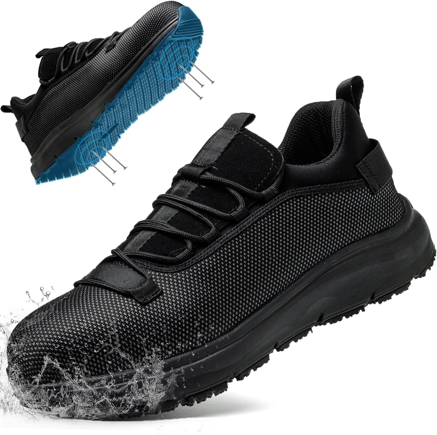 

Рабочие ботинки ulogu с нескользящим стальным носком для мужчин и женщин, водонепроницаемые, легкие, удобные, защитные, для кровельных работ, черный