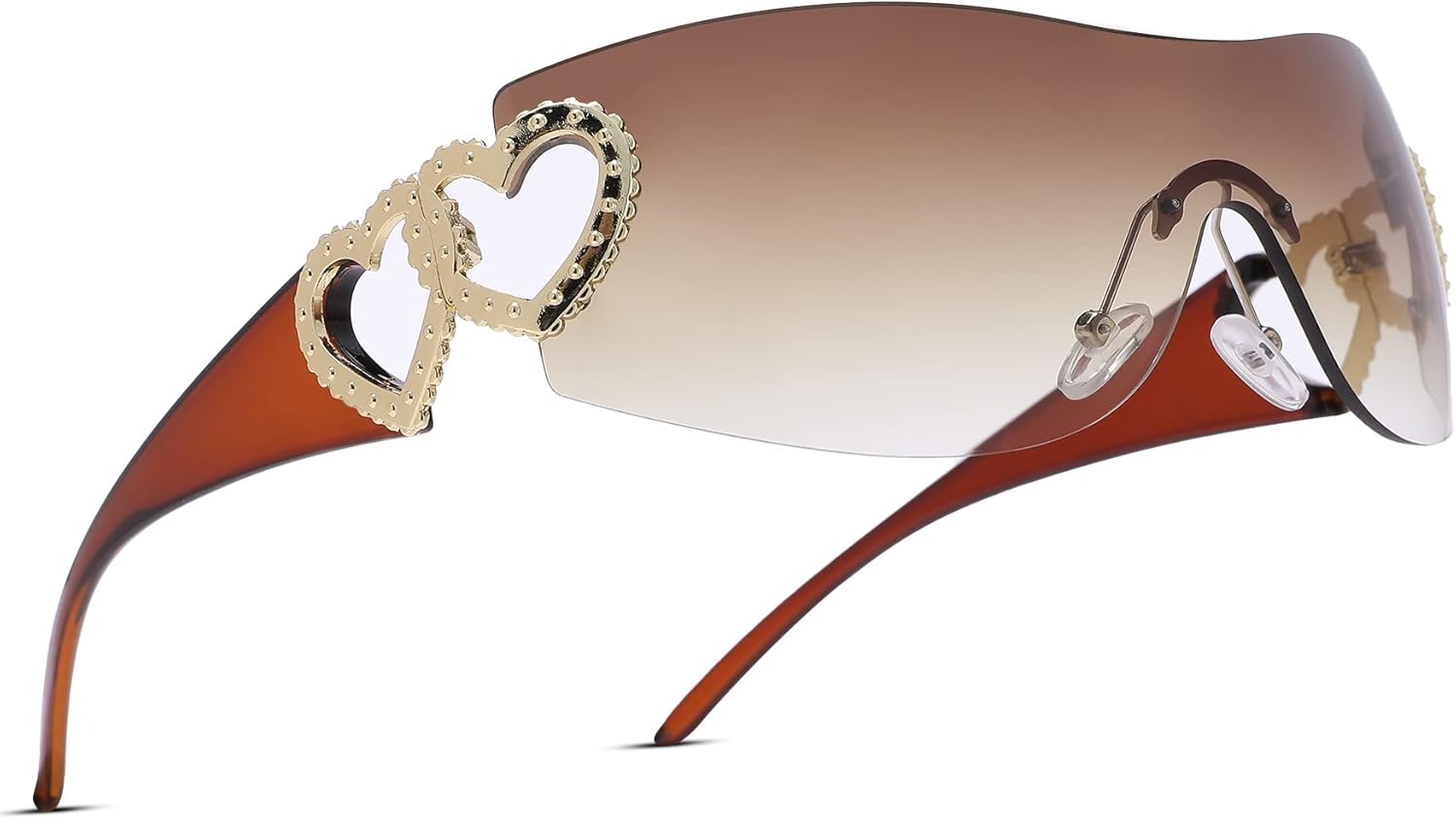 

Солнцезащитные очки Pro Acme Wrap Around Rimless Sunglasses для женщин и мужчин, большие, модные, футуристические солнцезащитные очки в стиле 2000-х, A4 - Brown Frame | Gradient Brown Lens