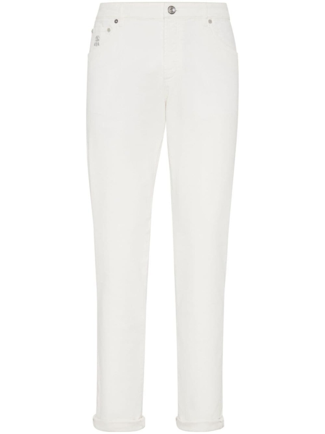 

Brunello Cucinelli джинсы с вышитым логотипом, белый
