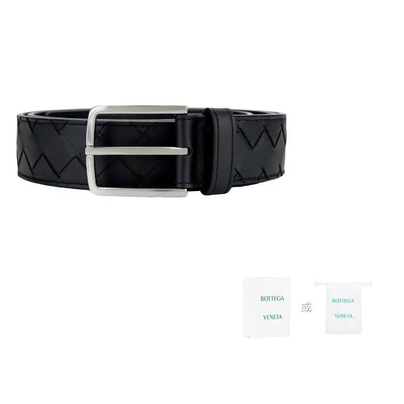 

Bottega Veneta Мужской кожаный ремень из коровьей кожи черный шириной 3.5 см, Black