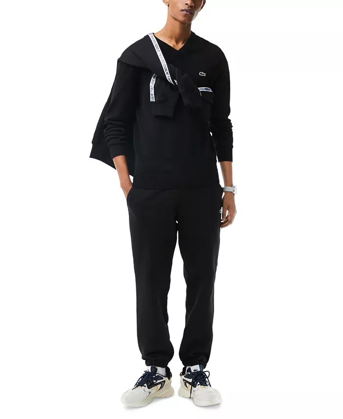 

Мужской свитер V-образным вырезом классического кроя однотонный Lacoste, черный