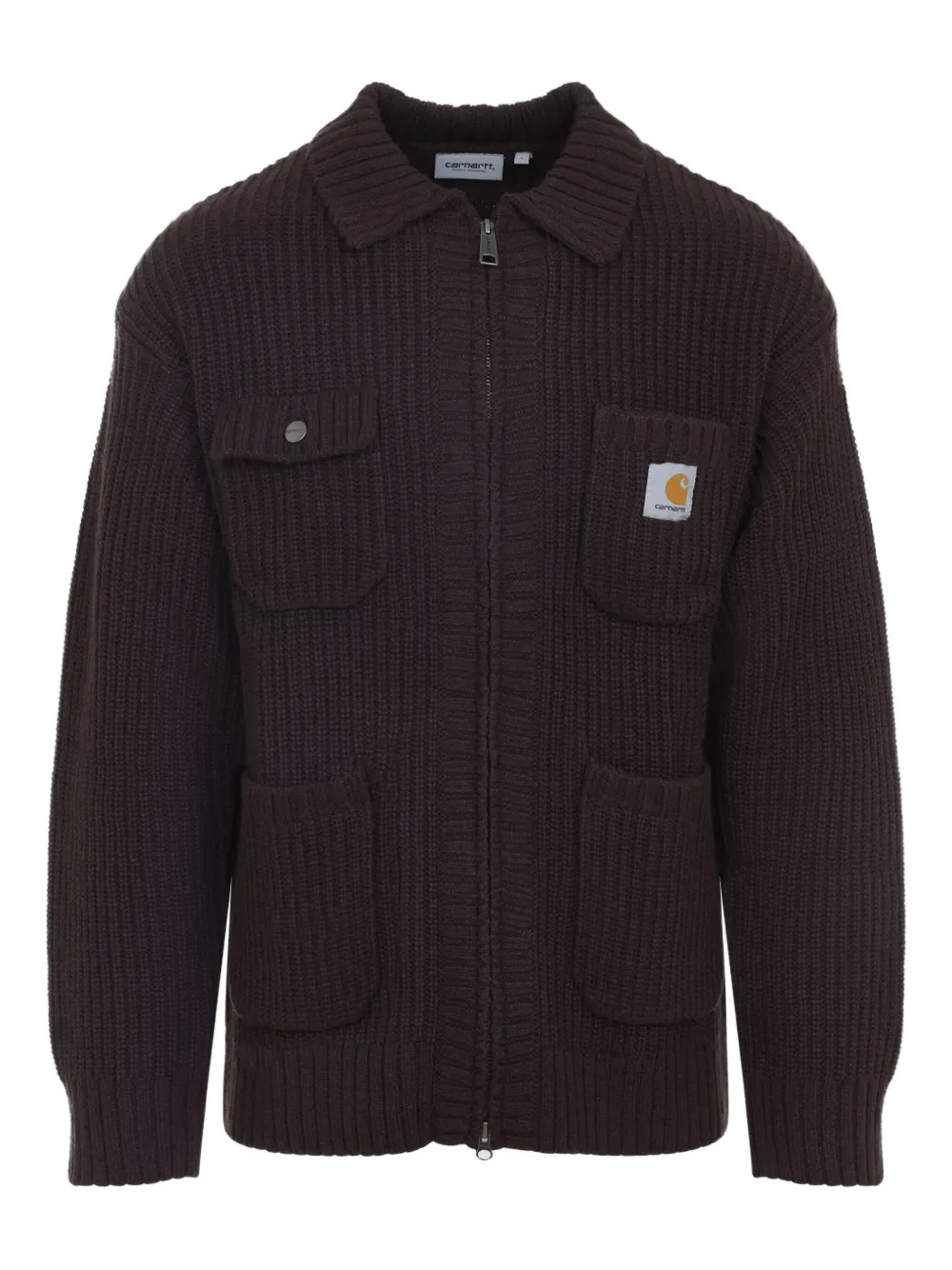 

Кардиган на молнии в рубчик CARHARTT WIP, коричневый