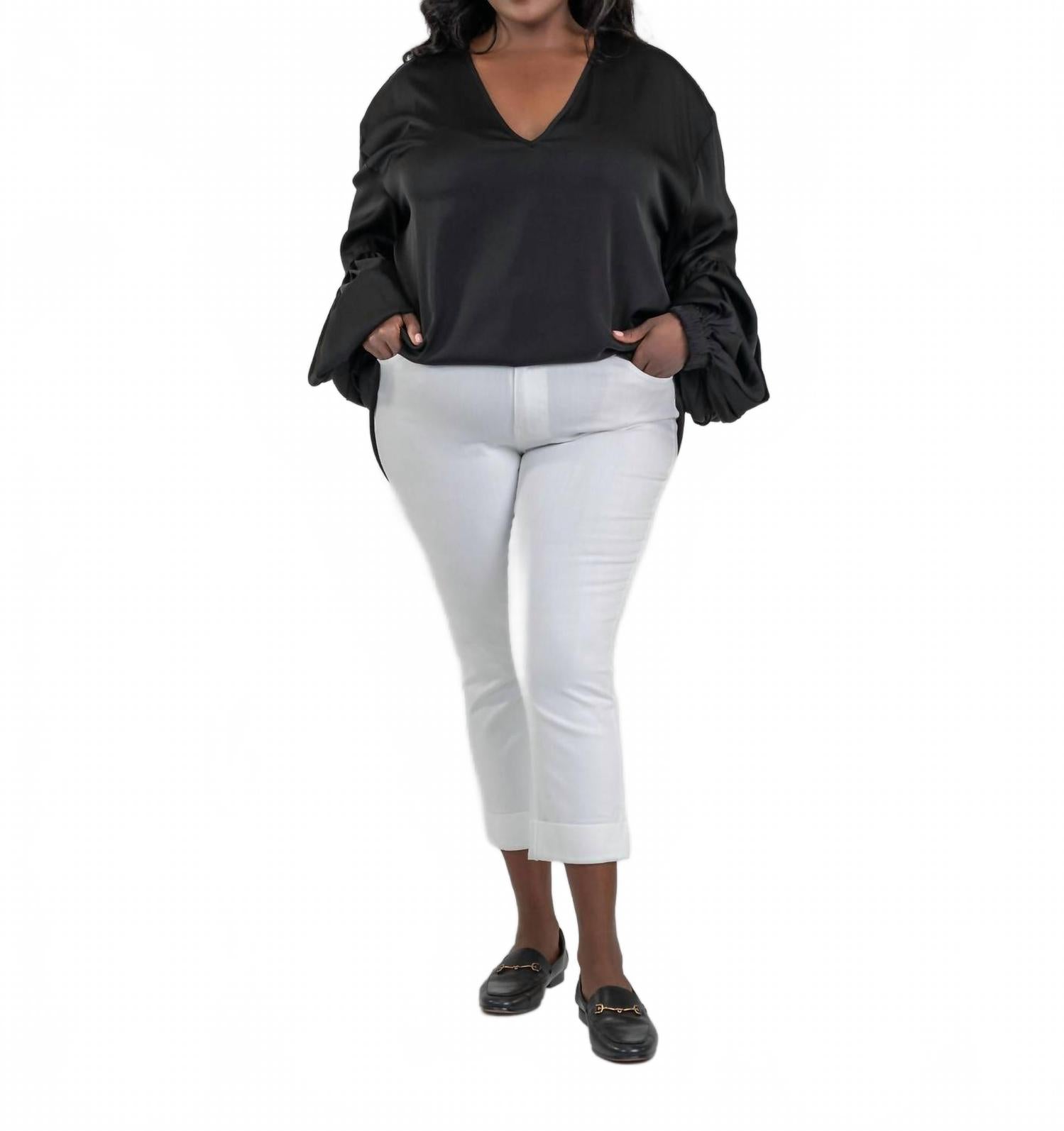 

V-образный вырез блузка плюс размера в черном цвете Nouvelle / Silk95five