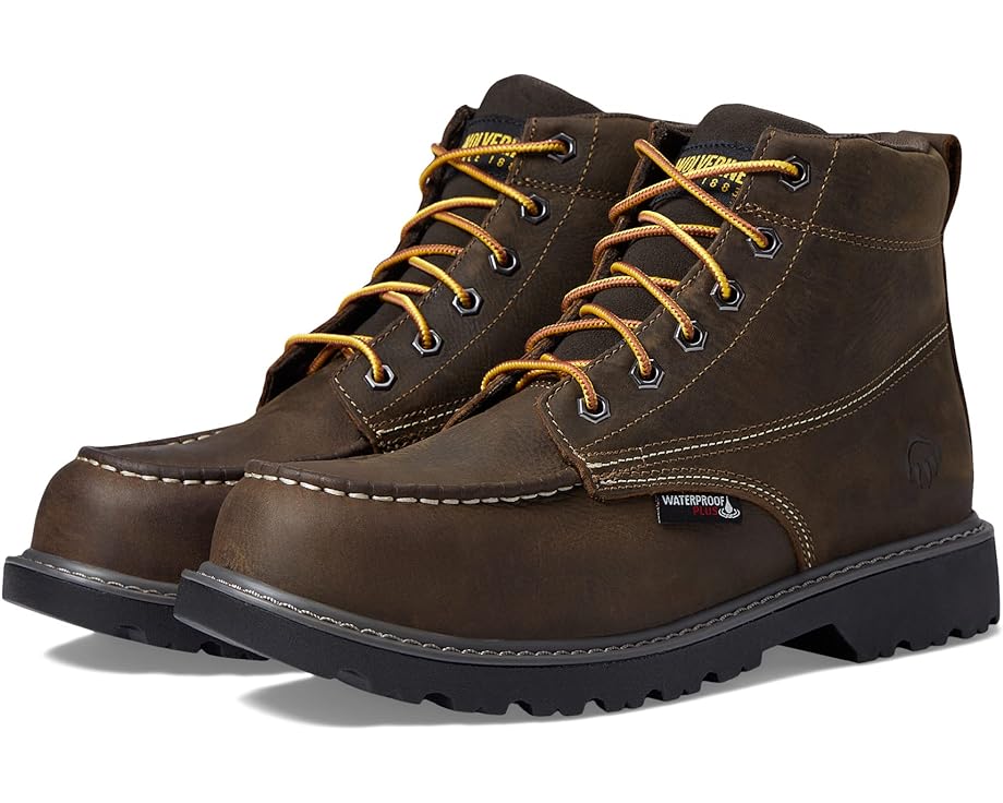 

Ботинки Wolverine Floorhand Moc Toe Waterproof Steel Toe 6", цвет Dark Coffee