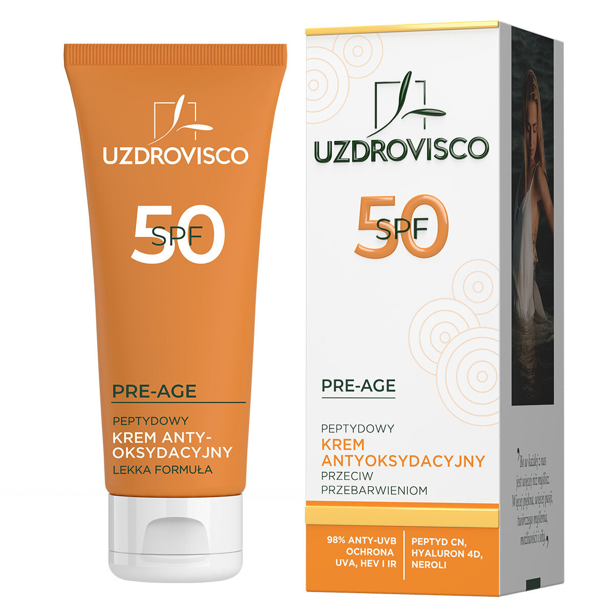 Крем для лица SPF50 UZDROVISCO PRE-AGE, пептидный антиоксидантный против обесцвечивания — фото 3