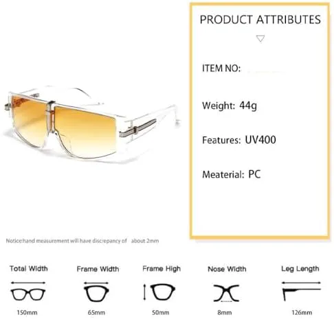 

Модные солнцезащитные очки для женщин, панк-очки для мужчин, винтажные очки, большие оправы, цветные линзы, защита от УФ-излучения UV400 MTZJH, Clear Clear