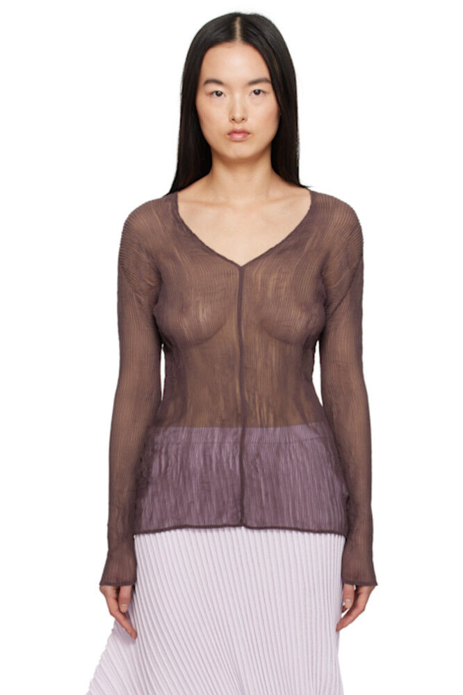 

Коричневый январский шифоновый топ Twist 1 ISSEY MIYAKE