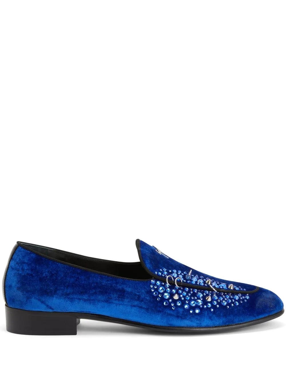 

Бархатные лоферы со стразами Giuseppe Zanotti, синий