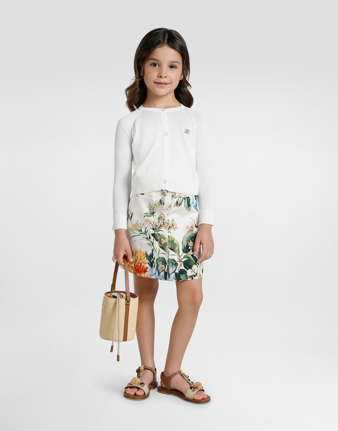 Кардиган из сатиновой вискозы Dolce&Gabbana, белый — фото 2