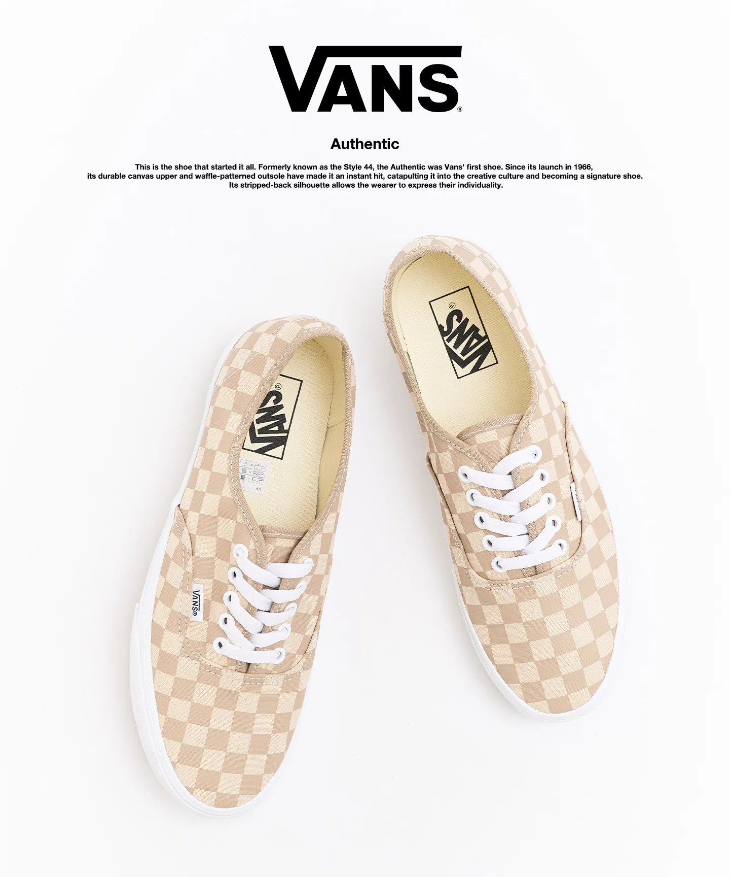 Мужские кроссовки VANS Authentic из канваса бежевые
