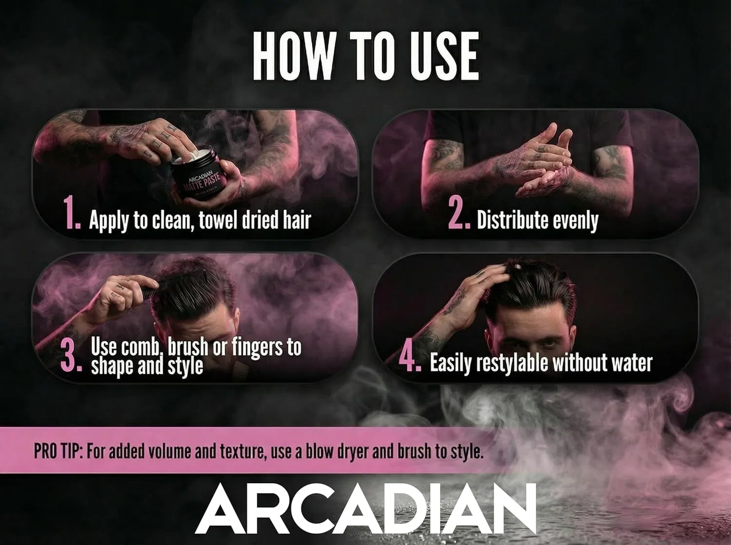 Матовая паста для укладки волос «Matte Paste» от Arcadian, 115 г Arcadian — фото 4
