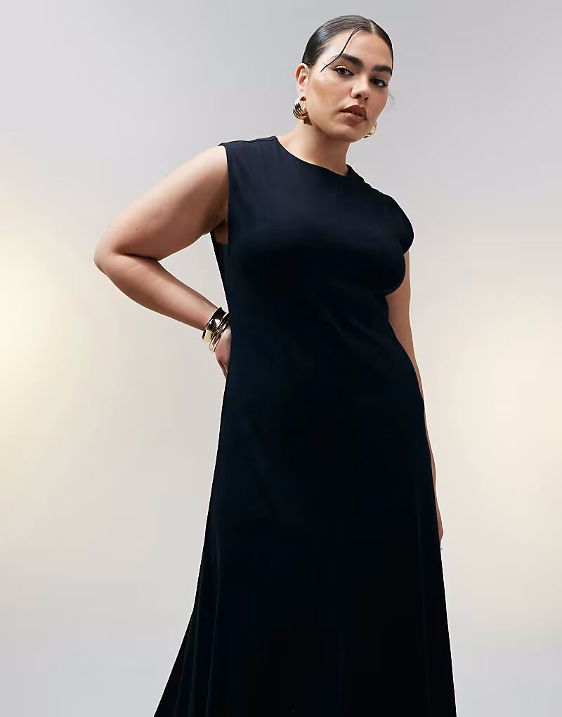 

Сарафан миди без рукавов из хлопка ASOS Design Curve черного цвета ASOS Curve