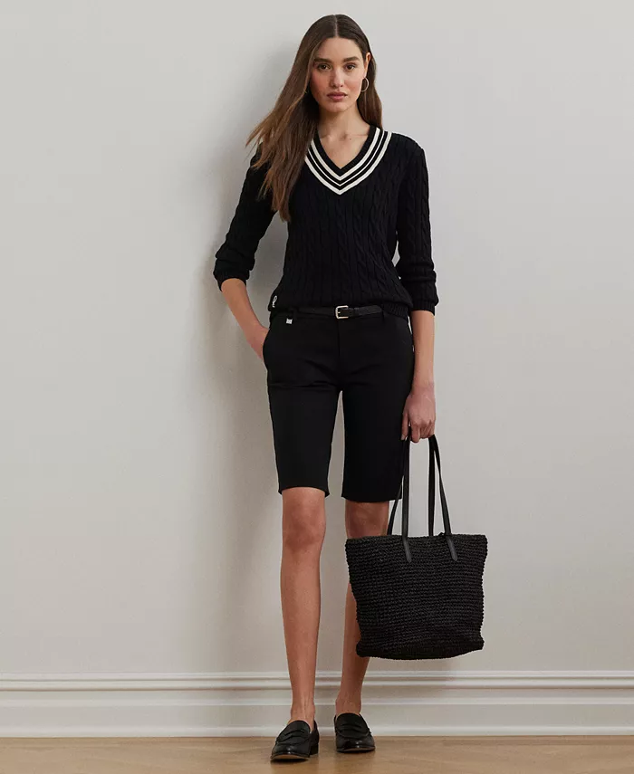 

Шорты-бермуды из эластичной саржи Lauren Ralph Lauren, черный
